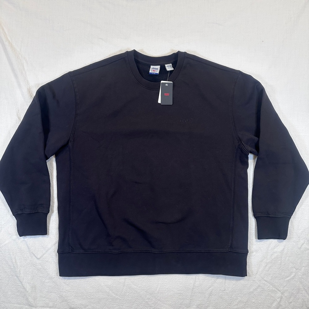 Men's Levi's Authentics Red Tab Relaxed Fit Crewneck Sweatshirt XXL Black Fleece